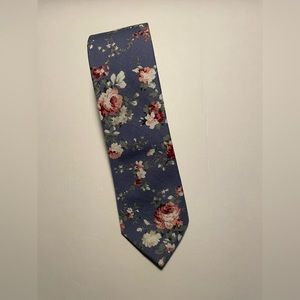 Pale Blue Floral Penguin Brand Tie